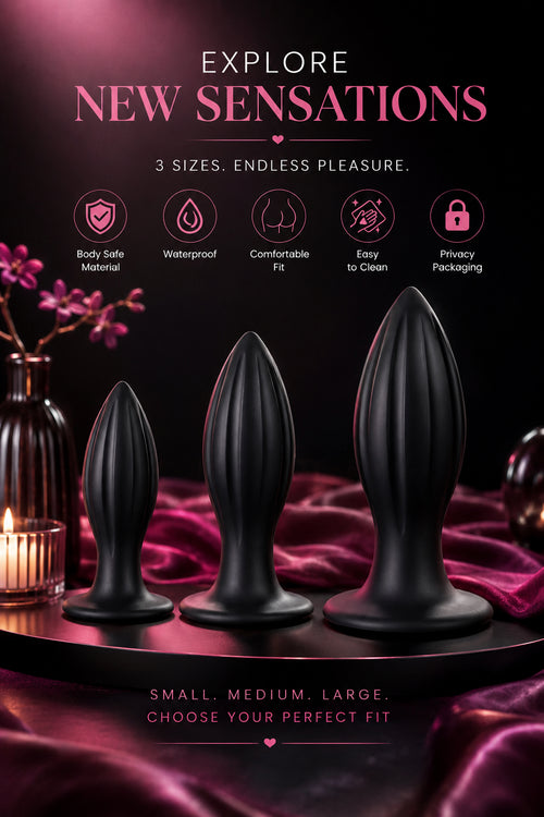 3-Piece Silicone Anal Plug Set | Body-Safe, Waterproof, Beginner to Advanced | Small, Medium & Large